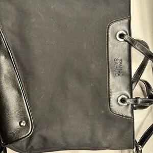 Franco Sarto Black Leather Trim Messenger Bag